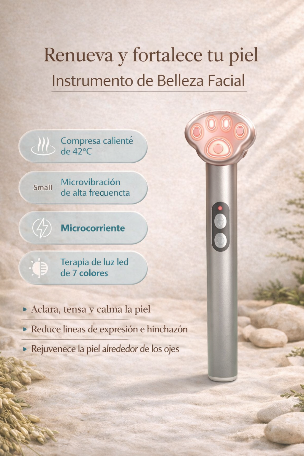 Masajeador para ojos forma de pata de gato, Relaja, reafirma y elimina bolsas y ojeras