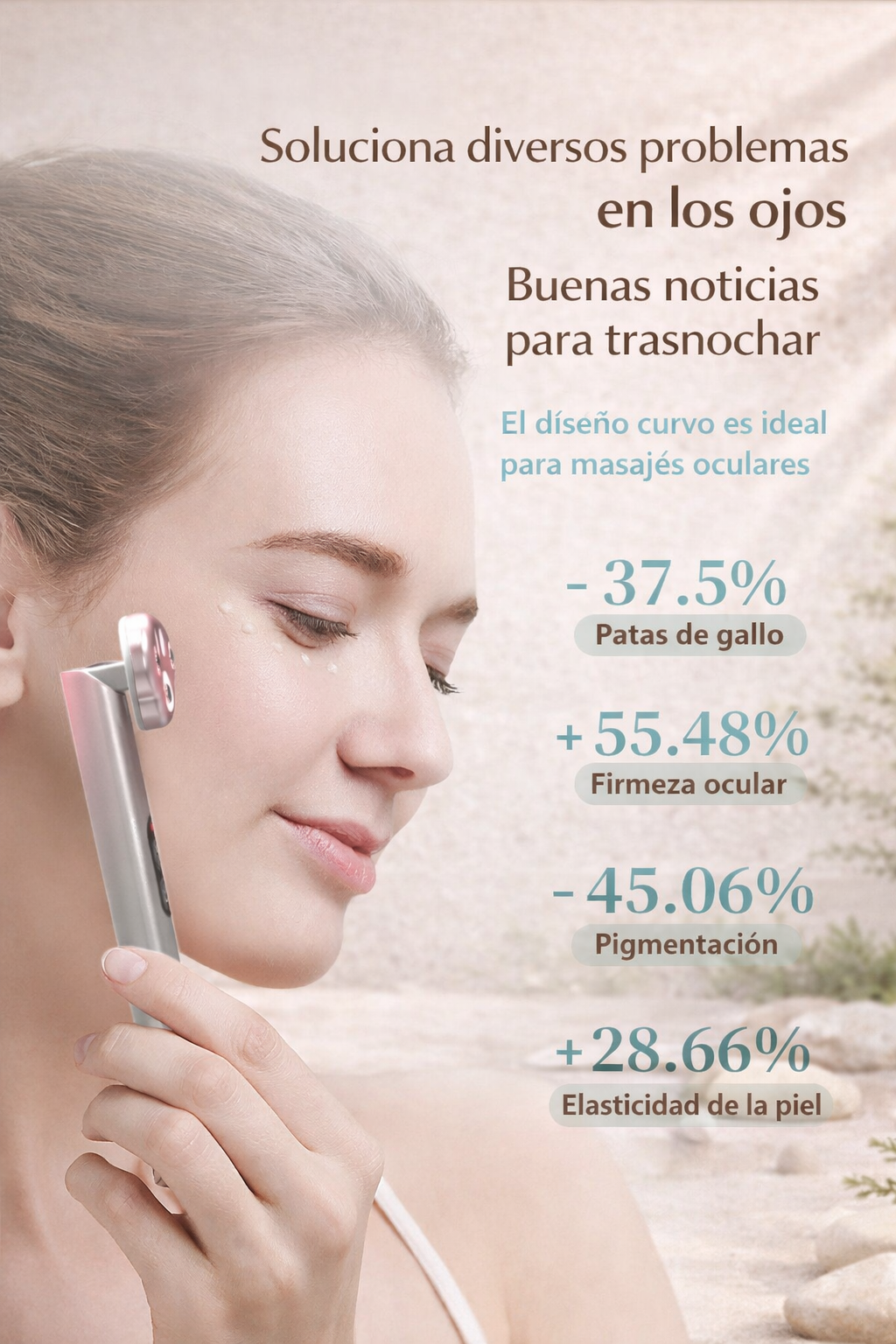 Masajeador para ojos forma de pata de gato, Relaja, reafirma y elimina bolsas y ojeras